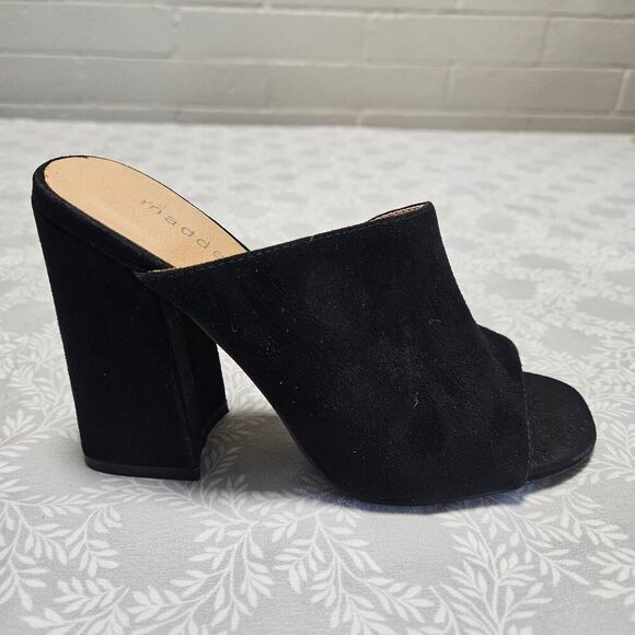 Madden Girl Slip On Mule Sandal Size 6 Black Chunky Heel - Picture 12 of 12